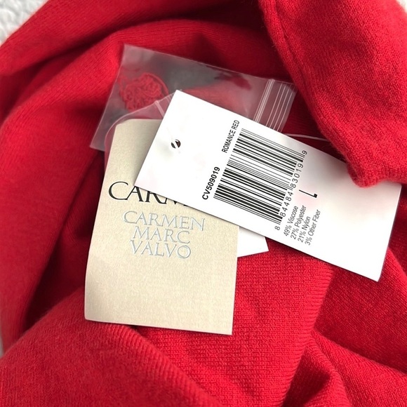 NWT Carmen Marc Valvo, Perfect Red, Soft Tunic w/Rhinestone Collar Embellishment - Picture 8 of 9